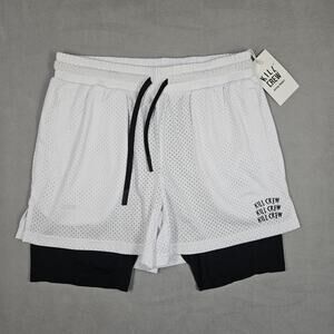Kill Crew Training Shorts with Liner Unisex Large (32-34) White Mesh Workout Gym